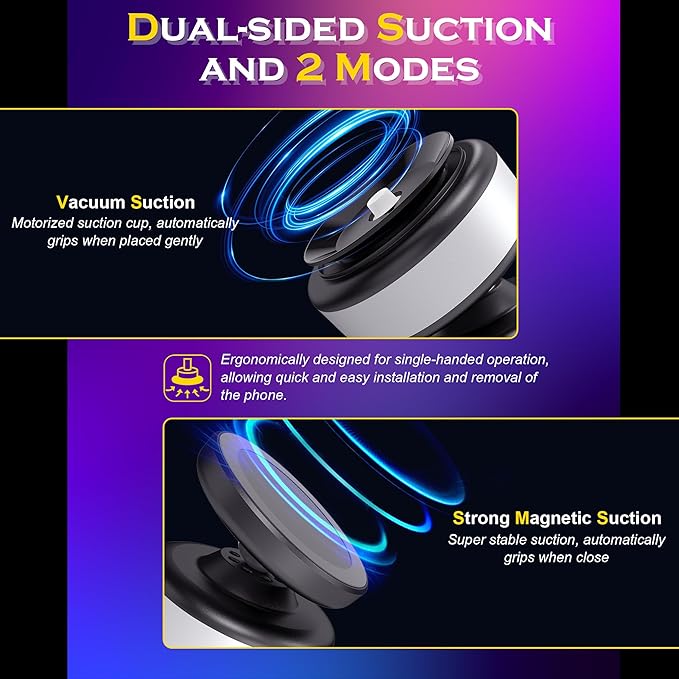 Fostex Super Strong Magnetic Phone Holder for Car & Desk, N52 Magnet 360 Rotation Phone Mount, Secure Grip for All Phones on Dashboard/Glass/Wall