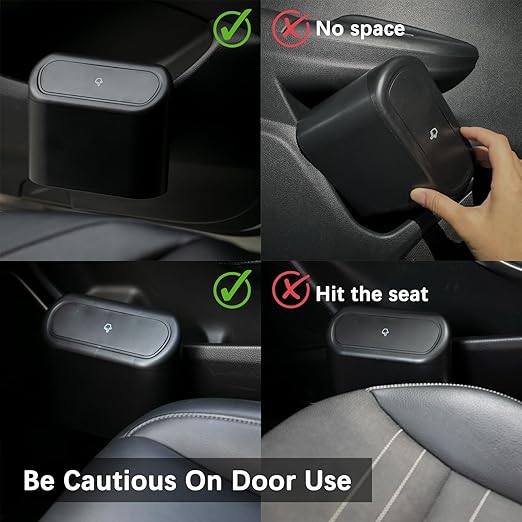 Ginsco 2 Pack Mini Car Trash Can with Lid, Small Car Garbage Can, Cute Leakproof ABS Trash Bin, Cars Accessories for Interior, Garbage Bin for Car, Home, Office with 120pcs Trash Bags Black