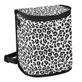 Bolaz Car Trash Can with Lid for Back Seat Car Trash Bin Hanging White Leopard Black Cheetah Leakproof Automotive Garbage Can Car Organizer