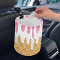 Trash Bag, Car Garbage Can Hanging Back Seat Organizer Trash Can Bin for Vehicle, Travelling, Camping - Ice Cream