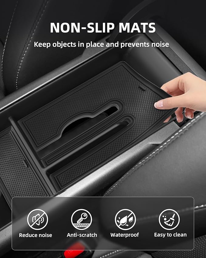 Armrest Center Console Organizer for 2025 2026 Toyota Camry(LE/SE/XLE/XSE) with Removable Rubber Mat, 2025 2026 Toyota Camry Accessories-Black