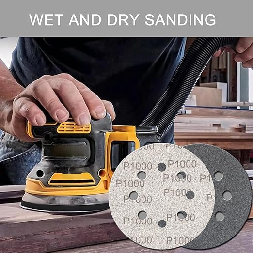 100 Pcs 5 Inch Sanding Discs Hook & Loop 8 Holes Wet Dry Sandpaper 180 240 320 400 600 800 1000 1500 2000 3000 Assortment Grits Silicon Carbide Orbital Sander Sand Paper for Wood Automotive Metal