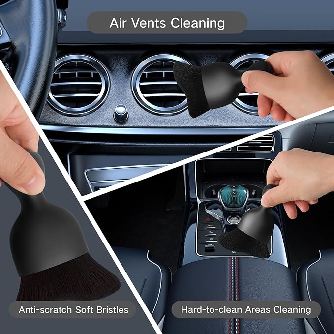 10pcs Windshield Cleaning Tool Inside Car Window Cleaner Wash Kit with 4 Reusable Microfiber Pads 1 Spray Bottle and Extendable Handle Interior Auto Glass Wiper Kit, Gray