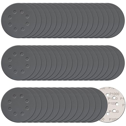 100 Pcs 5 Inch Sanding Discs Hook & Loop 8 Holes Wet Dry 1000 Grit Sandpaper Silicon Carbide Sand Paper for Orbital Sander Automotive Wood Plastic Metal Polishing (100Pcs 1000 Grit)