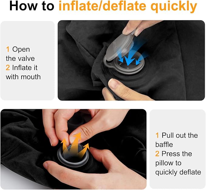 Maliton Inflatable Travel Foot Rest Pillow, Toddler Airplane Bed, Car Seat Foot Rest for Kids, Adjustable Height Leg Rest Pillow for Airplane, Home, Office(Black, 1 Pack)