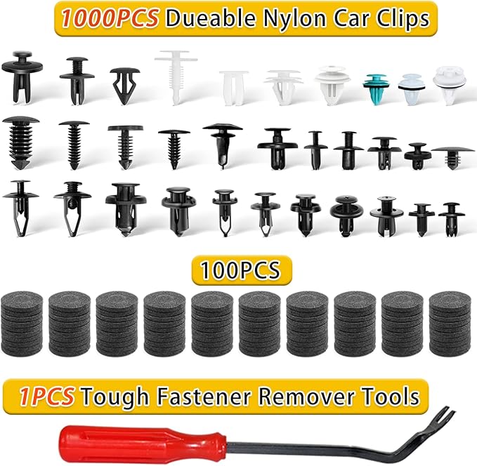 Car Retainer Clips 1101 PCS Car Door Panel Trim Clips Kit 32 Most Popular Sizes Cars Body Kits 1 Pcs Fastener Remover for Ford GM Toyota Honda Chrysler BMW Benz Nissan Subaru Audi Mazda