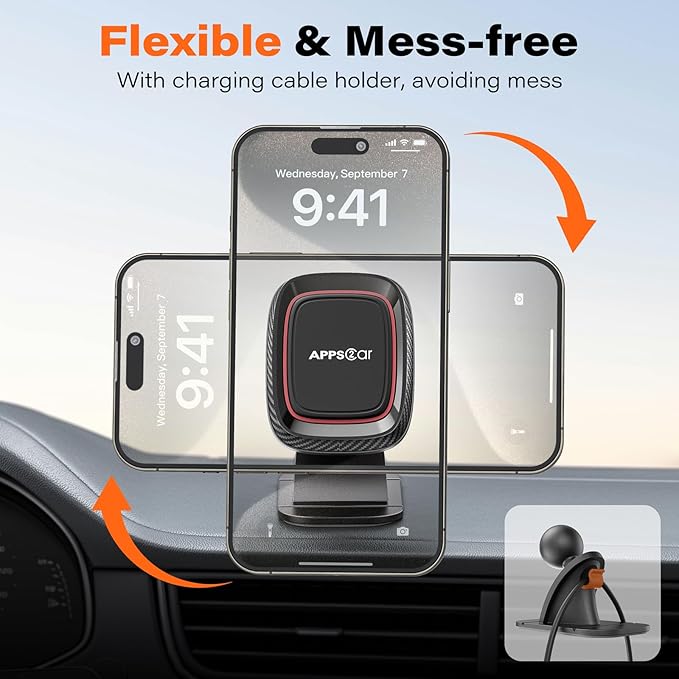 [2 Pack] Magnetic Phone Holder for Car, APPS2Car [Super Strong Magnet] Phone Mount for Car, Dashboard Magnetic Car Phone Holder Mount with Strong VHB Adhesive Mounting, Compatible with iPhone, Samsung