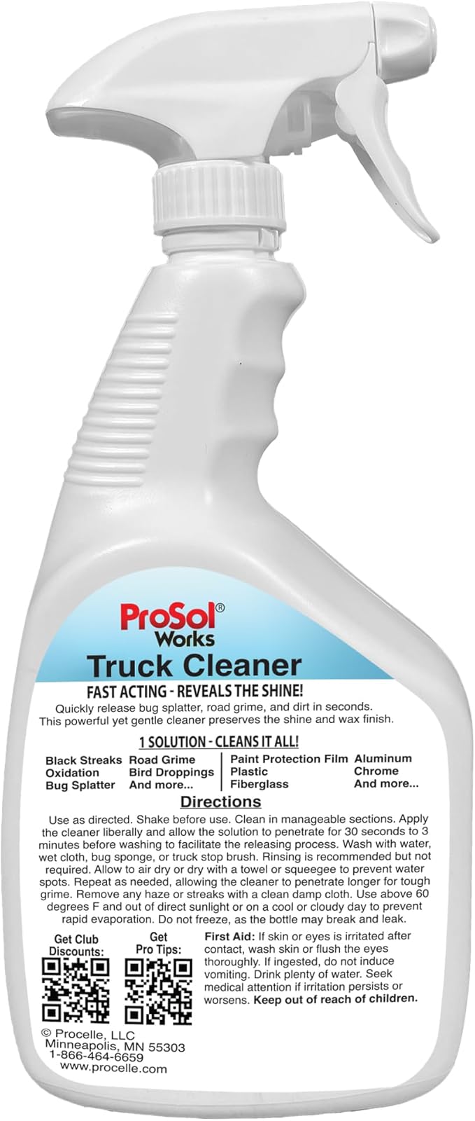 Bug Splat N' All Truck Cleaner 32 fl oz - Truck All Purpose Cleaner for Bug Splatter, Road Grime, Bird Droppings & Black Streak Remover - Tire Shine & Semi Cleaning Kit - Safe on All Surfaces