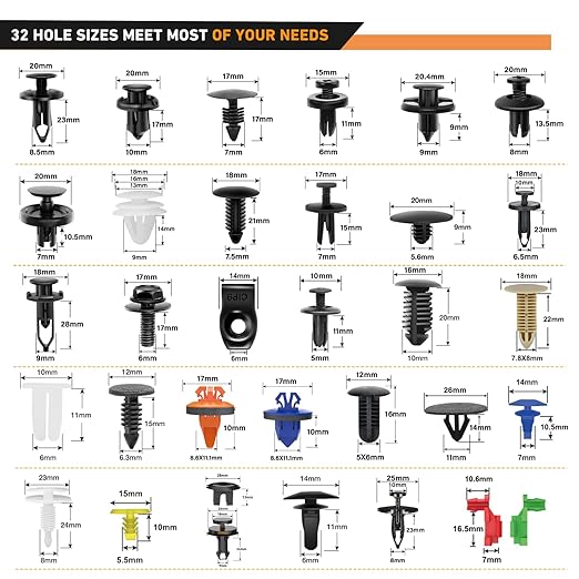 GOOACC 975Pcs Car Push Retainer Clips & Auto Fasteners Assortment 33 Most Popular Sizes Bumper Fender Rivets with Cable Ties Remover for Ford GM Toyota Honda Chrysler BMW Benz Audi Nissan Mazda Subaru