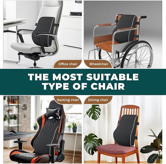 QUTOOL Lumbar Support Pillow with DIY Gift Box - Birthdays Gifts for Women Men, Ergonomic Back Support with Breathable 3D Mesh Cover, Suited for Office Chairs, Gaming Chairs, Car, Home Use (Black)