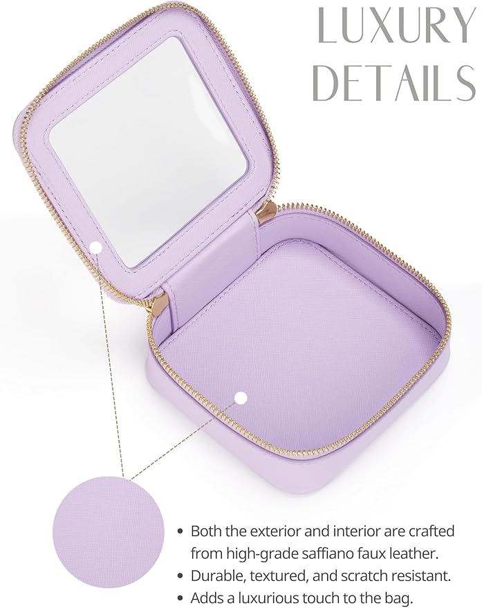 Popvibe Clear Makeup Bag Travel Cosmetic Case Transparent Toiletry Bag with Zipper, Portable Make Up Organizer Traveling Compact Car Bag for Essentials