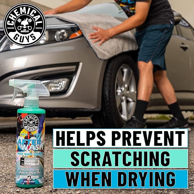 Chemical Guys HOL424 After Wash Sprayable Gloss Boosting Car Wash Drying Aid (Helps Reduce Water Spots, 16 fl oz) Super Dry Kit with Premium Microfiber Drying Towels, 24"x16" (3 Pack)