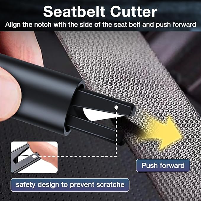 Car Window Breaker Tool, 2-in-1 Window Breaker Seatbelt Cutter, Emergency Glass Breaker and Spring Loaded Auto Escape Tool，Car Accessories