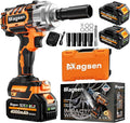 1000N.m/737Ft-lbs Brushless Impact Wrench,1/2" Cordless Impact Gun / 2x4.0Ah Battery & 6 Sockets, 3500RPM Power Electric Impact Driver for Car/DIY Furniture/Lawn Mower, Orange Toolbox