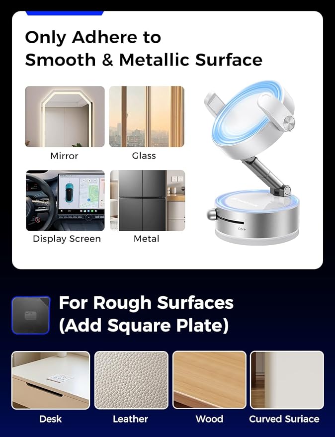 MAGIC JOHN Upgrade Ultra Magnetic Phone Holders for Your Car, Foldable Car Phone Holder Mount for Dashboard, 360° Rotatable Magnetic Phone Holder for Car, Magnetic Car Mount for iPhone All Cell Phones