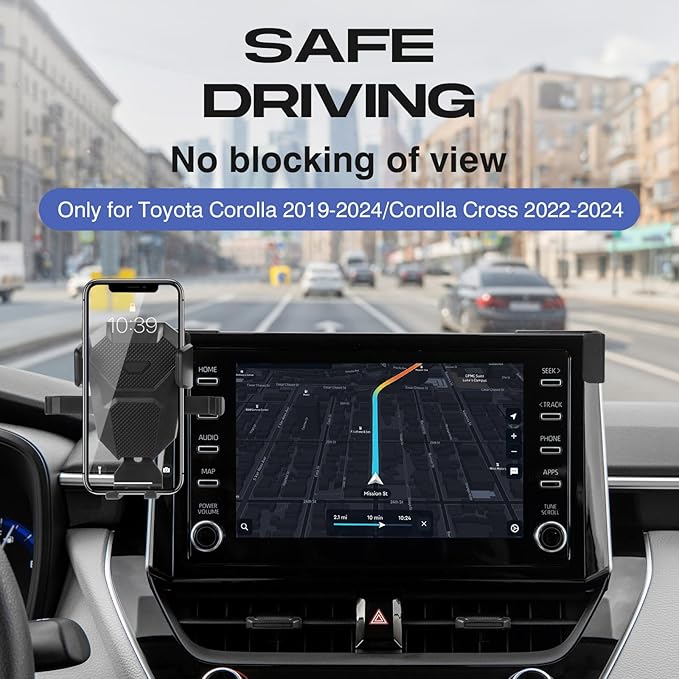Car Phone Holder for Toyota Corolla 2019-2025/Corolla Cross 2022-2025 Accessories,Adjustable GPS Corolla Phone Mount ONLY for 8-inch Screen,Hands-Free Ultra Stable Phone Stand for All Phones