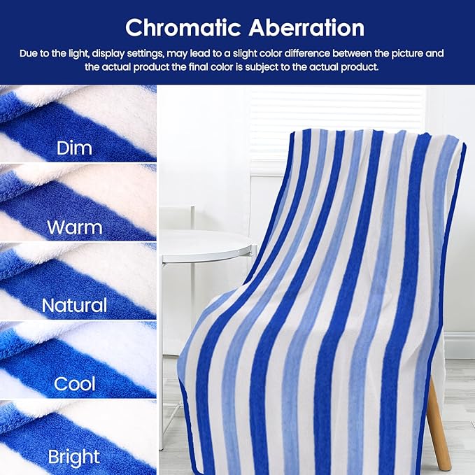 JML Bath Towels Set, Large Microfiber Bath Towel for Body, 2 Pack, 30" x 60", Oversized, Soft, Super Absorbent,Fast Drying, Perfect for Shower, Sauna, Gym, Sports, Fitness, Yoga, Cabana Stripe Blue