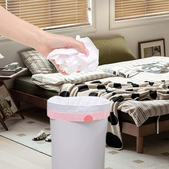 10 Gallon Trash Bag Drawstring, Pack of 26, Garbage Bags, 60x71cm, 13g/pcs, Unscented, White