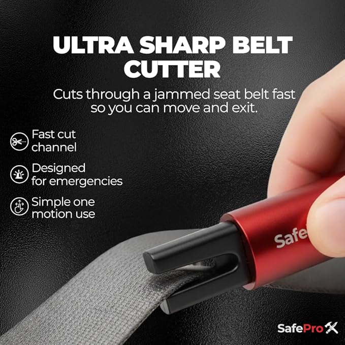 SafeProX 2 in 1 Emergency Escape Tool, Life Saving Car Window Breaker & Seatbelt Cutter - Car Window Hammer for Quick Accident Aid & Safety on The Go with Seat Belt Cutter. (Pack of 2)