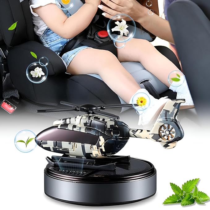 Car Air Freshener | Solar Powered Helicopter Scents Diffuser | Fashion Automotive Interior Decoration Accessories Purifiers for Car and Home Aromatherapy Dashboard (Blue)