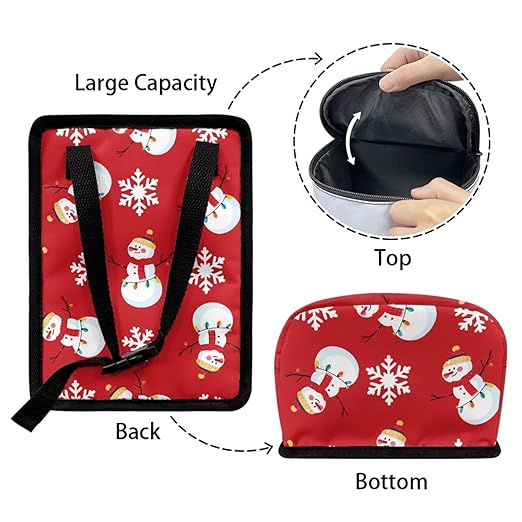 1.2 Gallons Car Can Trash Bag, Christmas Snowman Trash Bags for Cars, Adjustable Hanging for Tail of Console/Back of Seats, with Zipper Leak-Proof Lid Design, Washable, Easy to Install