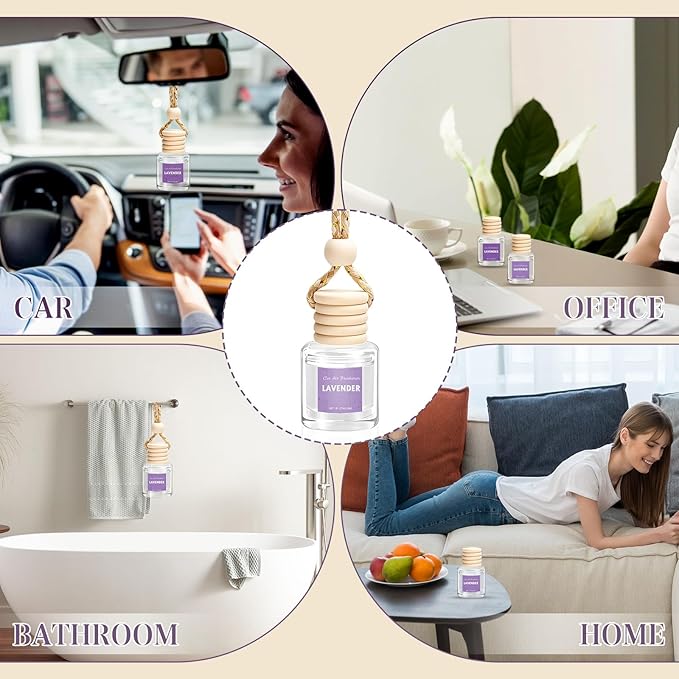 AROIC Car Air Freshener Diffuser Set, 6 Pack Lavender Natural Slow-Release Fragrance, Long Lasting Air Freshener for Women & Men Car Accessories, Hanging Cute Automotive Interior Decor Gift (8ml Each)