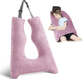 Car Pillow for Kids, Travel Pillow with Adjustable Strap, U-Shaped Pillow for Adults and Children to Support Head and Body Road Trip Essentials (Purple)