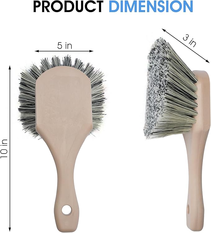 Nanoskin Professional 8.5-Inch Gentle Surface Cleaning Brush with Durable Salt & Pepper Polystyrene Bristles, Compact Short Handle, Resistant to Acids/Detergents (Pack of 12)