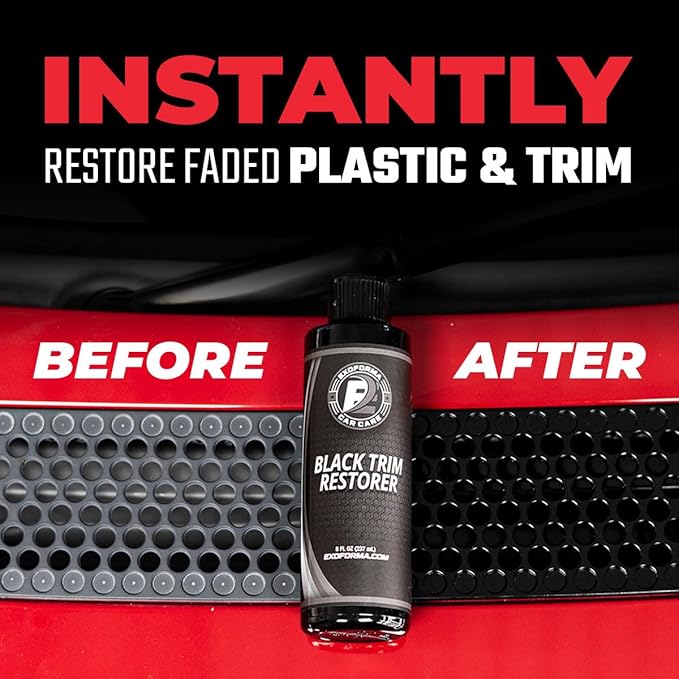 ExoForma Black Trim Restorer - Lasts 6+ Months, Dye Infused Waterproof Plastic Restorer for Cars - Perfect for Faded Bumpers, Trim & Vinyl on Jeeps, Truck Beds, Avalanches & ATVs | 8oz