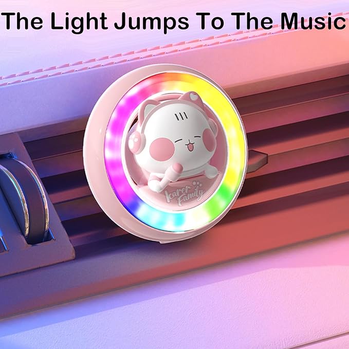 Car Air Fresheners, Cute Car Voice-Activated Rhythm Light Automotive Air Outlet Fan Diffuser, Automotive Interiors Vent Decoration (Blue)