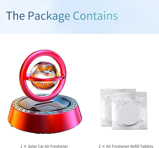 Kwak's Car Air Freshener Little Deer Solar Air Freshener Diffuser for Car Interior Dashboard Autorotation Decoration Accessories with Peace Always (Red-1)