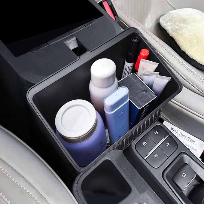 RUNROAD Center Console Storage Box Compatible with 2022 2023 2024 2025 2026 Ford Maverick Accessories, Armrest Trash Can For Maverick Insert Middle Console Organizer Bin Multi-Function Cup Holder