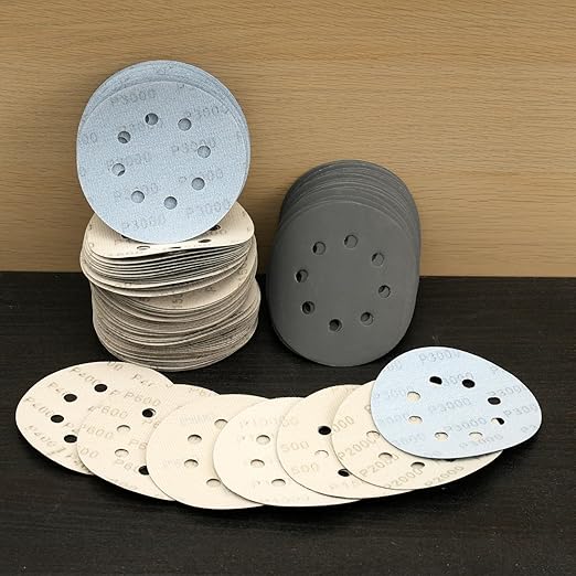 100 Pcs 5 Inch Sanding Discs Hook & Loop 8 Holes Wet Dry Sandpaper 180 240 320 400 600 800 1000 1500 2000 3000 Assortment Grits Silicon Carbide Orbital Sander Sand Paper for Wood Automotive Metal