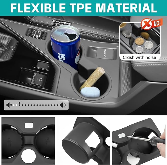 Cup Holder Organizer Compatible with BMW X5 G05 (2019-2023) / X6 G06 (2020-2023) / X7 G07 (2019-2023) Accessories, Noise-Free Water & Dust Proof Silicone Insert Console Drink Holder