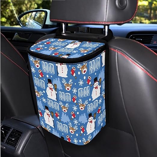 1.2 Gallons Mandala Prints Trash Bag for Car - Hanging Car Trash Can with Santa's HO HO HO Print, Easy Install at Tail of Console/Back of Seat, Ideal Car Accessories for Family Trips