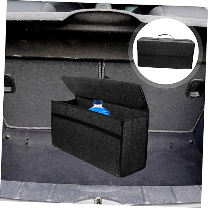 Felt Trunk Storage Bag Foldable Organizer for Car Van Portable Driving Pouch Grey for Groceries Emergency Gear Space Saving Design