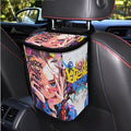 1.2 Gallons Car Garbage Can with Lid, Macaron Gradient Auto Trash Bag, Adjustable Hanging for Tail of Console/Back of Seats, Easy to Install, Odor-Free with Zipper Leak-Proof Lid Design