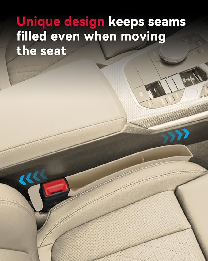 Car Seat Gap Filler, Seat Gap Organizer with Phone Holder, Car Seat Accessories, Car Organizer Fit SUV Truck-2PCS Beige