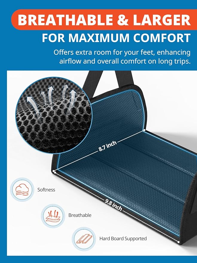 3 in 1 Airplane Travel Essentials Kit, Travel Pillow with Head Support, 3D Eye Mask for Sleeping, No Collapse Foot Hammock for Airplane, Portable Long Flights/Car Road Trip Essentials Sets