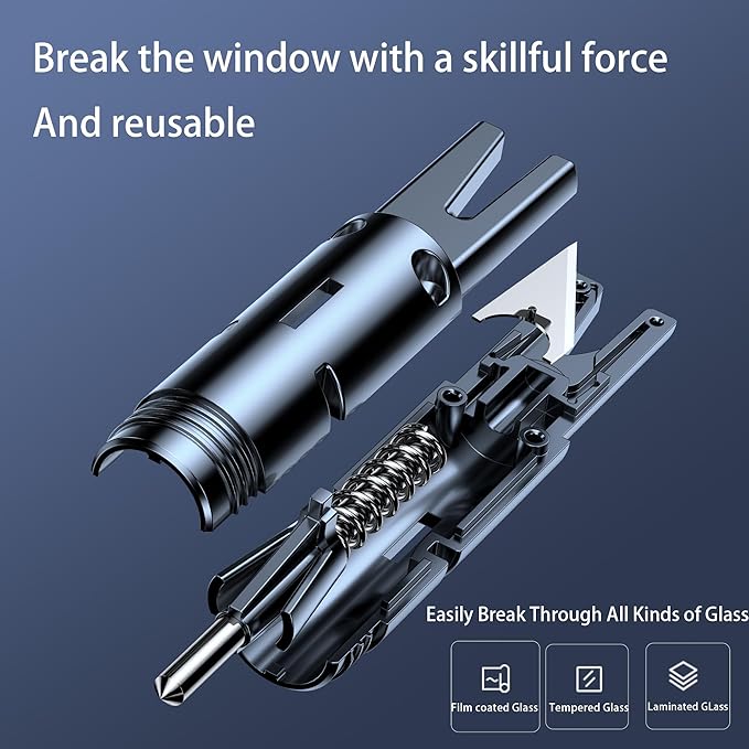 Safe Hammer Car Window Breaker Seatbelt Cutter Under Water or Fire,2 IN1 Window Breaker Tool Auto Glass Breaker Emergency Escape Tool Kit,Car Accessories All Vehicle(3 PCS Black & Red & Silver)