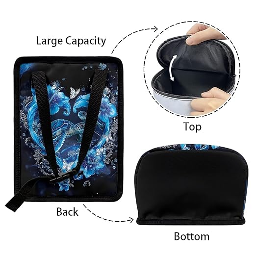 Sea Turtle Car Trash Can Leak Proof Trash Bag with Lid and Zipper Tropical Floral Portable Collapsible Garbage Can Multipurpose Storage Organizer