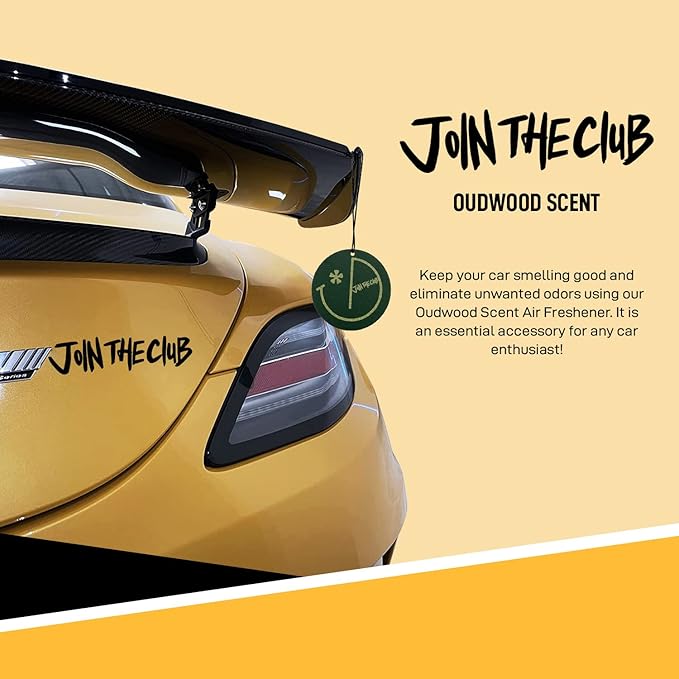 Join The Club 6-Pack Oudwood Car Air Freshener with Natural Essential Oils for Aromatherapy - Exquisite Hanging Scent for Men - Perfect for Cars & Compact Areas - Car Accessories