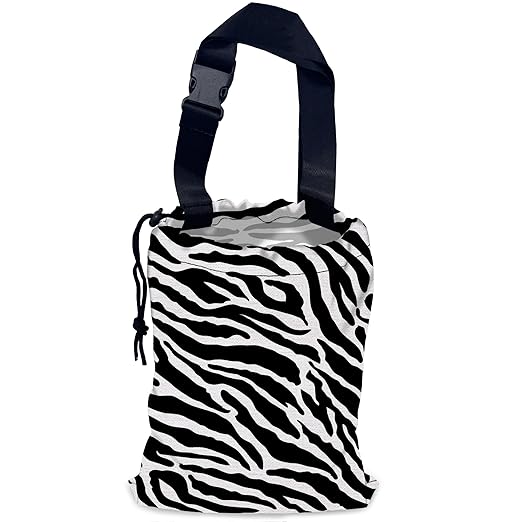 Zebra Stripes Car Garbage Bag,Waterproof Small Car Trash Bag Hanging Back of Seat,Drawstring Hanging Car Trash Bag with Adjustable Buckle for Car Accessories