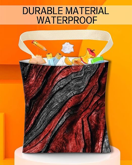 Car Garbage Can, Hanging Car Trash Can Bag for Back Seat Organizer, Red Black Marble