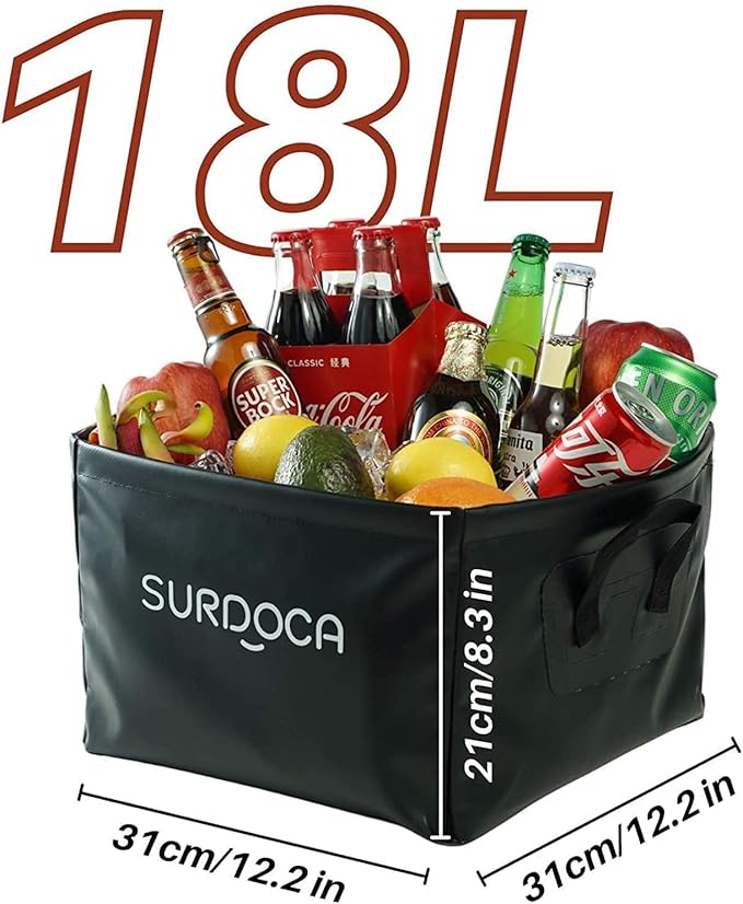 SURDOCA Fully Waterproof Car Trunk Organizer, Foldable Truck Organizer, Multifunctional Collapsible Car Storage Bag, Anti-Mud Trunk Storage Organizer 18 Liters