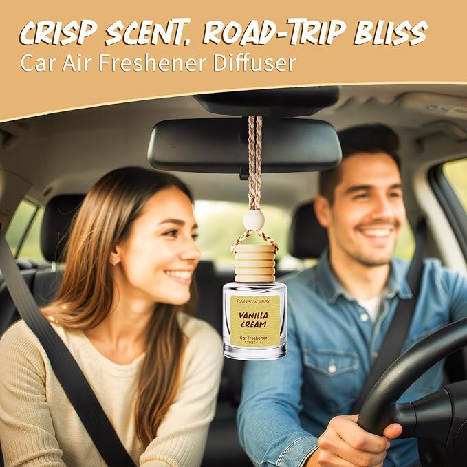 RAINBOW ABBY 6 Pack Car Air Freshener for Women - Long Lasting Hanging Diffuser with Essential Oil Scents, Cute Unisex Vehicle Interior Accessories Gift