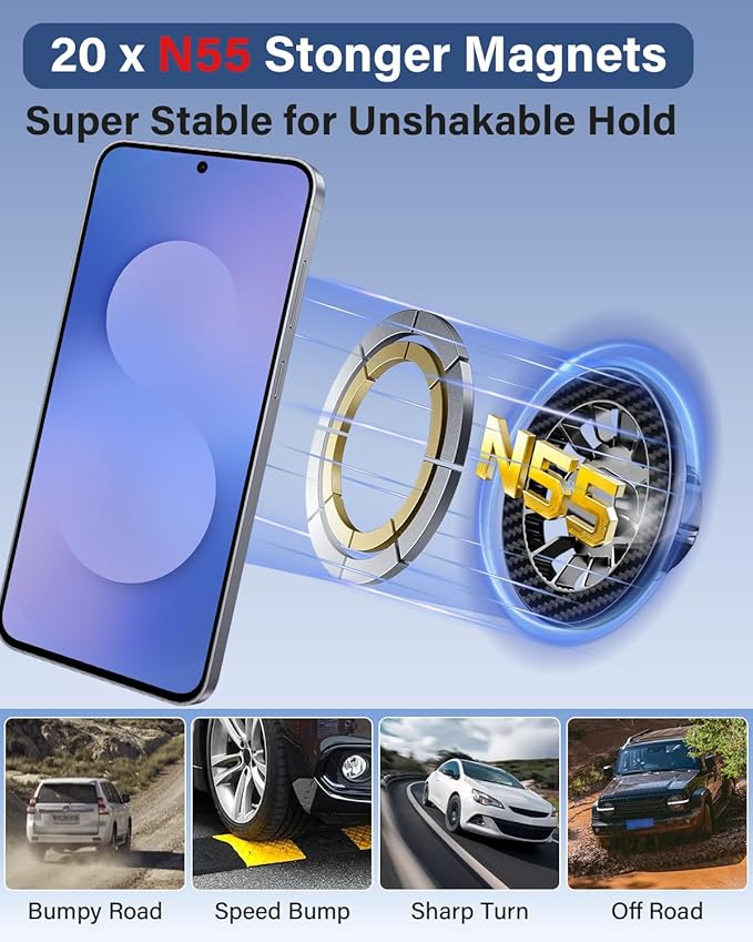 Car Phone Holder for Mercedes Benz GLC 2016-2019/C-Class 2015-2018 Accessories 7-Inch Screen Fixed Clip, Automobile Cradles Magnetic Phone Mount Compatible with MagSafe, Strong Magnets Cell Phone Base