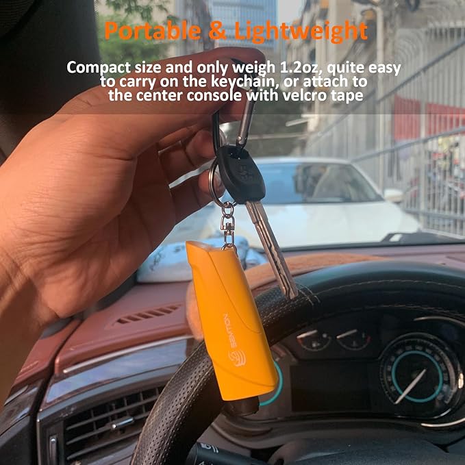 Glass Breaker Seatbelt Cutter Keychain Car Escape Tool for Land and Underwater, Pack of 2 (Black-Yellow)
