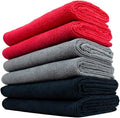 The Rag Company - Car Wash Towel - Professional Microfiber Auto Detailing and Drying Towels, Lint-Free, Streak-Free, Great for General Cleaning, 320gsm - 16in x 27in - Red + Grey + Black (Pack of 6)