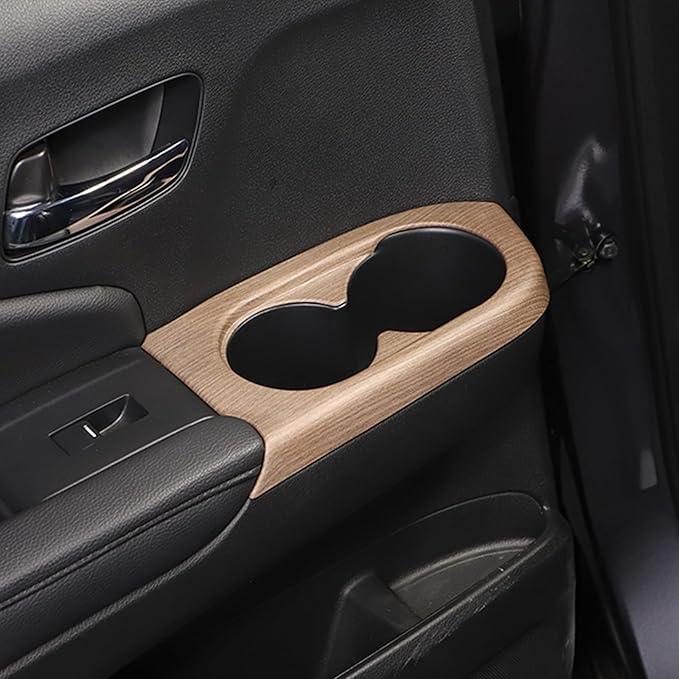 2PCS Rear Door Cup Holder Panel Frame Cover for Honda Pilot 2016-2022/ Passport 2019-2023, ABS Material Automotive 2nd Row Seat Cup Holder Cover Interior Accessories (Pear Wood Grain)